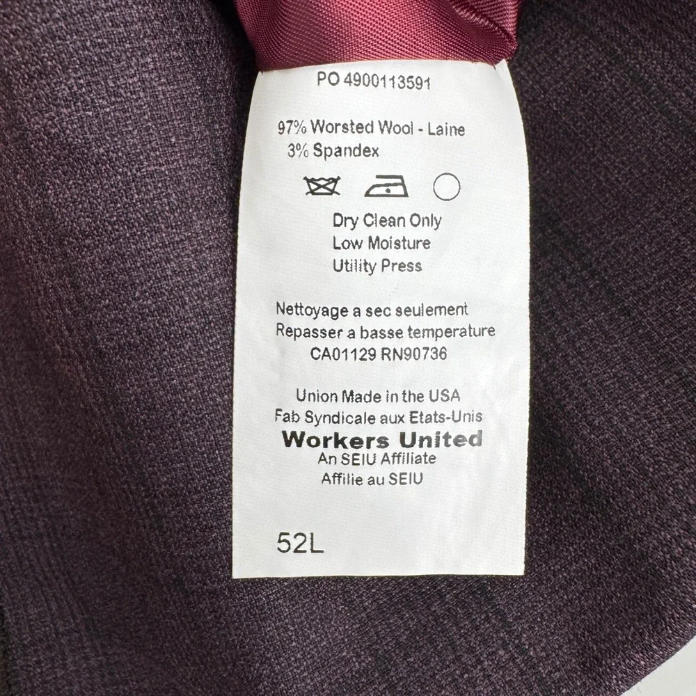Hart Schaffner Marx Chicago Fit Suit Mens 52L Plum Purple Glen Plaid Wool USA